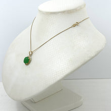 Load image into Gallery viewer, 14k Solid Yellow Gold Greek Key Green Jade Cabochon Pendant Necklace