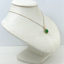 Load image into Gallery viewer, 14k Solid Yellow Gold Greek Key Green Jade Cabochon Pendant Necklace