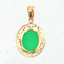 Load image into Gallery viewer, 14k Solid Yellow Gold Greek Key Green Jade Cabochon Pendant Necklace