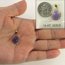Load image into Gallery viewer, 14k Solid Yellow Gold Greek Key Lavender Jade Cabochon Pendant Necklace