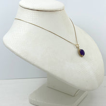 Load image into Gallery viewer, 14k Solid Yellow Gold Greek Key Lavender Jade Cabochon Pendant Necklace