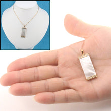 Load image into Gallery viewer, 14k Yellow Gold Greek Key White Mother of Pearl Pendant Necklace