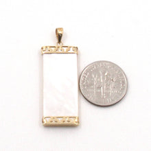 Load image into Gallery viewer, 14k Yellow Gold Greek Key White Mother of Pearl Pendant Necklace