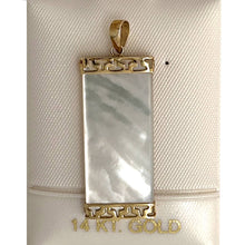 Load image into Gallery viewer, 14k Yellow Gold Greek Key White Mother of Pearl Pendant Necklace