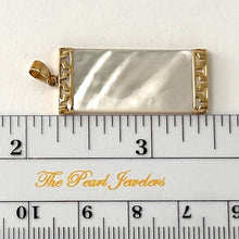 Load image into Gallery viewer, 14k Yellow Gold Greek Key White Mother of Pearl Pendant Necklace