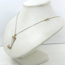 Load image into Gallery viewer, 14k Yellow Gold Greek Key White Mother of Pearl Pendant Necklace