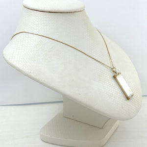14k Yellow Gold Greek Key White Mother of Pearl Pendant Necklace
