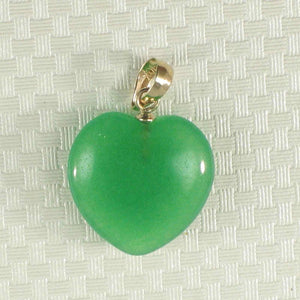 14k Gold Green Jade Heart Pendant