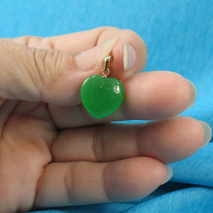 14k Gold Green Jade Heart Pendant