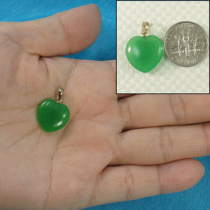 14k Gold Green Jade Heart Pendant