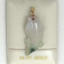 Load image into Gallery viewer, 14k Solid Yellow Gold Hand-Carved Good Fortune Carp Celadon Two-Tone Jadeite Pendant