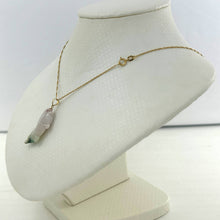 Load image into Gallery viewer, 14k Solid Yellow Gold Hand-Carved Good Fortune Carp Celadon Two-Tone Jadeite Pendant