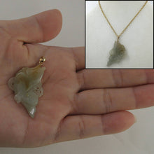 Load image into Gallery viewer, 14k Solid Yellow Gold Hand-Carved Good Fortune Carp Celadon Two-Tone Jadeite Pendant