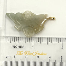Load image into Gallery viewer, 14k Solid Yellow Gold Hand-Carved Good Fortune Carp Celadon Two-Tone Jadeite Pendant