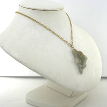 Load image into Gallery viewer, 14k Solid Yellow Gold Hand-Carved Good Fortune Carp Celadon Two-Tone Jadeite Pendant