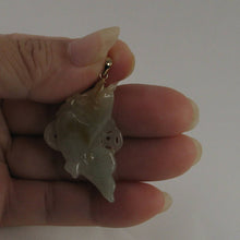 Load image into Gallery viewer, 14k Solid Yellow Gold Hand-Carved Good Fortune Carp Celadon Two-Tone Jadeite Pendant