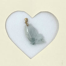 Load image into Gallery viewer, 14k Solid Yellow Gold Hand-Carved Good Fortune Carp Pale Green Jadeite Pendant Necklace