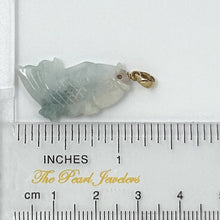 Load image into Gallery viewer, 14k Solid Yellow Gold Hand-Carved Good Fortune Carp Pale Green Jadeite Pendant Necklace