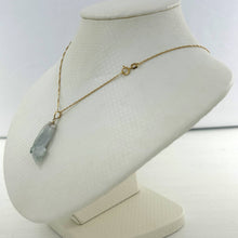Load image into Gallery viewer, 14k Solid Yellow Gold Hand-Carved Good Fortune Carp Pale Green Jadeite Pendant Necklace