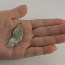 Load image into Gallery viewer, 14k Solid Yellow Gold Hand-Carved Good Fortune Carp Pale Green Jadeite Pendant Necklace