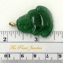 Load image into Gallery viewer, 14k Gold Hand Carving 2 Sides Happy Buddha Green Jade Pendant Necklace