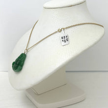 Load image into Gallery viewer, 14k Gold Hand Carving 2 Sides Happy Buddha Green Jade Pendant Necklace