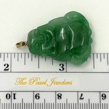Load image into Gallery viewer, 14k Gold Hand Carving 2 Sides Happy Buddha Green Jade Pendant Necklace