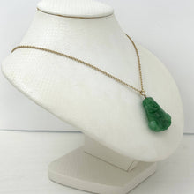 Load image into Gallery viewer, 14k Gold Hand Carving 2 Sides Happy Buddha Green Jade Pendant Necklace