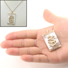 Load image into Gallery viewer, 14k Solid Yellow Gold Hand Crafted Dragon White Mother of Pearl Pendant
