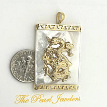 Load image into Gallery viewer, 14k Solid Yellow Gold Hand Crafted Dragon White Mother of Pearl Pendant