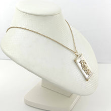 Load image into Gallery viewer, 14k Solid Yellow Gold Hand Crafted Dragon White Mother of Pearl Pendant