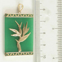 Load image into Gallery viewer, 14k Yellow Gold Hawaiian Bird of Paradise Green Jade Pendant Necklace