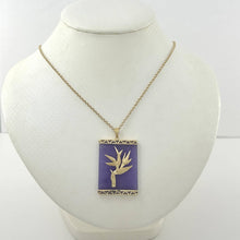 Load image into Gallery viewer, 14k Gold Hawaiian Bird of Paradise Lavender Jade Pendant Necklace