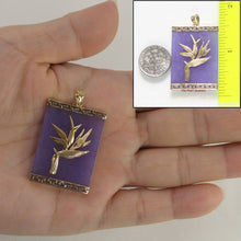 Load image into Gallery viewer, 14k Gold Hawaiian Bird of Paradise Lavender Jade Pendant Necklace