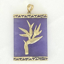 Load image into Gallery viewer, 14k Gold Hawaiian Bird of Paradise Lavender Jade Pendant Necklace
