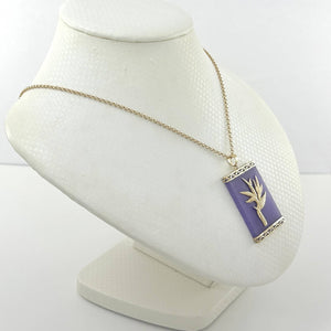 14k Gold Hawaiian Bird of Paradise Lavender Jade Pendant Necklace