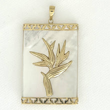 Load image into Gallery viewer, 14k Gold Hawaiian Bird of Paradise Mother of Pearl Pendant Necklace