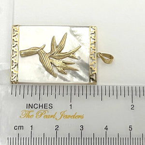 14k Gold Hawaiian Bird of Paradise Mother of Pearl Pendant Necklace