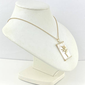 14k Gold Hawaiian Bird of Paradise Mother of Pearl Pendant Necklace