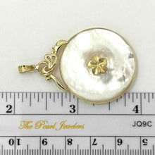 Load image into Gallery viewer, 14k Yellow Gold Hawaiian Plumeria Flower Disc Mother of Pearl Pendant Necklace