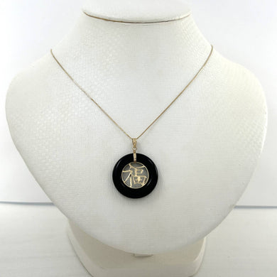 14k Gold Joy Black Onyx Donut Pendant