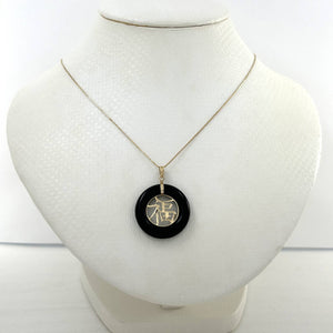 14k Gold Joy Black Onyx Donut Pendant