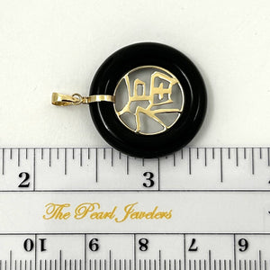 14k Gold Joy Black Onyx Donut Pendant