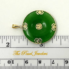 Load image into Gallery viewer, 14k Gold Joy &amp; Butterflies Disc Shape Green Jade Pendant Necklace