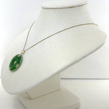 Load image into Gallery viewer, 14k Gold Joy &amp; Butterflies Disc Shape Green Jade Pendant Necklace