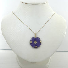 Load image into Gallery viewer, 14k Gold Joy &amp; Butterflies Disc Shape Lavender Jade Pendant Necklace