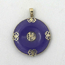 Load image into Gallery viewer, 14k Gold Joy &amp; Butterflies Disc Shape Lavender Jade Pendant Necklace