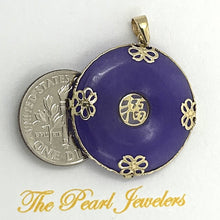 Load image into Gallery viewer, 14k Gold Joy &amp; Butterflies Disc Shape Lavender Jade Pendant Necklace
