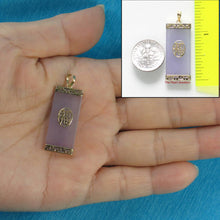 Load image into Gallery viewer, 14k Gold Joy Rectangle Purple Jade Pendant