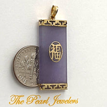 Load image into Gallery viewer, 14k Gold Joy Rectangle Purple Jade Pendant